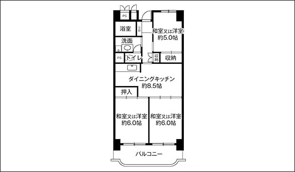 ビレッジハウスの間取り図の一例